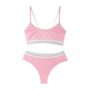 Imagem de Conjunto Top Sutia Com Calcinha Microfibra Feminino Lengerie - MgBeaut