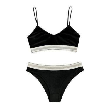 Imagem de Conjunto Top Sutia Com Calcinha Microfibra Feminino Lengerie - MgBeaut