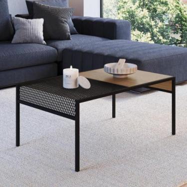 Imagem de Mesa de Centro Industrial York 80 cm - Carvalho/Preto - Artesano, Marr