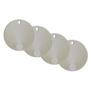 Imagem de Conjunto de Descansos de Panela Redondo de Silicone Cinza - 4 unidades - 17x17cm - Resistente ao Calor e Deslizamento - Livre de BPA