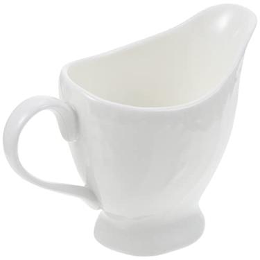 Imagem de Jarro de leite de cerâmica, jarro de creme de cerâmica, creme de porcelana branca com alça: jarro de creme pequeno jarro de leite de cerâmica para molhos salada café leite expresso copo dispensador/64
