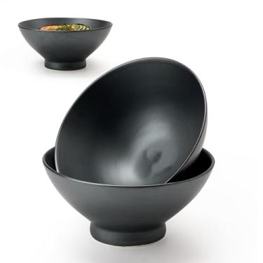 Imagem de JH JIEMEI HOME Conjunto de 2 tigelas de ramen japonesas de cerâmica, conjunto de 20 cm, pode ser lavado na lava-louças para macarrão asiático Pho Udon Soba, macarrão para salada, tigelas de sopa