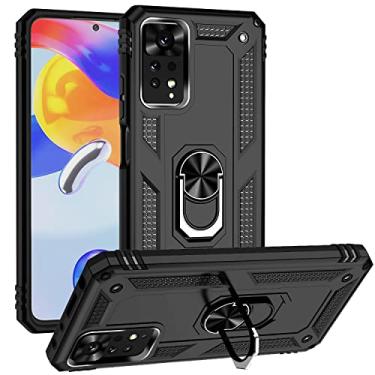 Imagem de SORAKA Capa para Xiaomi Redmi Note 11 Pro com suporte de anel invisível e placa de metal para montagem magnética em carro Capa rígida para PC Capa Xiaomi Redmi Note 11 Pro 5G Capa