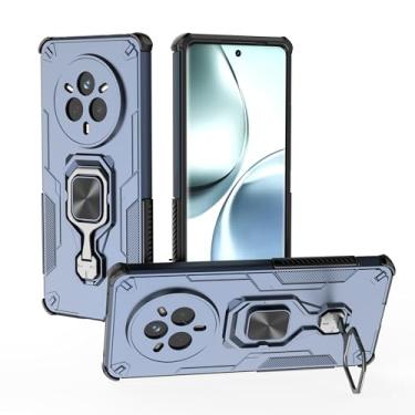 Imagem de SORAKA Capa para realme 14 Pro 5G com suporte de metal rotativo de 360 graus, peça magnética de ferro para suporte magnético de telefone para carro, azul