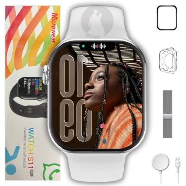 Imagem de MICROWEAR S11 PRO Smartwatch Serie 11 Lançamento25/26 Amoled Whatsapp Relogio Masculino e feminino Digital 47mm NFC Chatgpt Gps Decibeis Ip68 +Brindes (Branco)