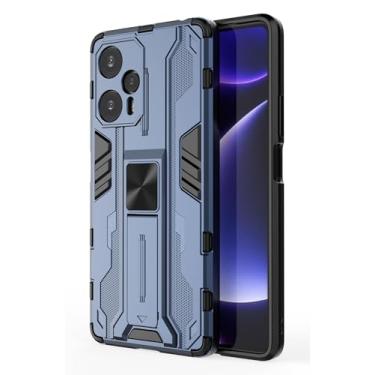 Imagem de SORAKA Capa para Xiaomi POCO F5 com suporte Capa de proteção resistente para Xiaomi POCO F5 Capa com placa de metal para suporte magnético para carro Capa Silm Fit