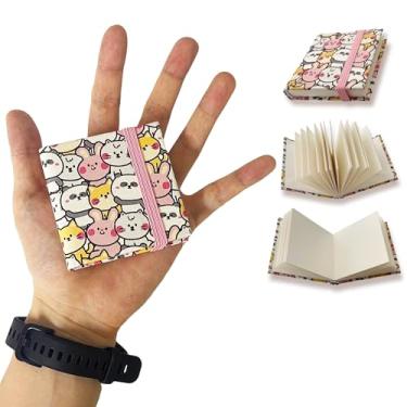 Imagem de MontiJoy Mini caderno de desenho aquarela de viagem 6 x 6 cm com capa de tecido 300 g/m² 63,5 kg, 20 folhas (mini caderno de esboços - rosa 1 peça)