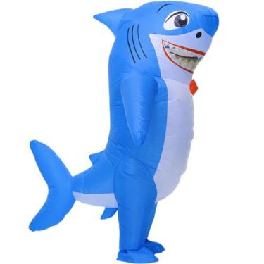 Imagem de Traje inflável de tubarão ZISUEX para adultos azul