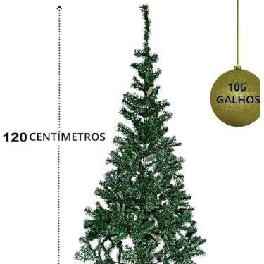 Imagem de Árvore de Natal Tradicional 1,2M com 106 ou 108 Galhos – Base de Plástico – Galhos Ajustáveis | Cor Verde ou Nevada