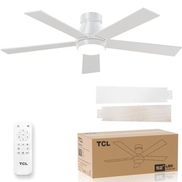 Imagem de TCL Ventilador De Teto Branco De 52" Com Luz E Controle Remoto, Led Moderno De 3 Cores, Motor Silencioso Para Quarto, Sala De Estar, Sala De Jantar, Ventiladores De Teto Com Luzes (Branco)