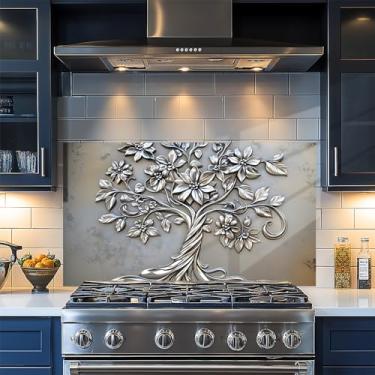 Imagem de Papel de parede de cozinha autoadesivo à prova de óleo à prova d'água Backsplash filme protetor de parede papel removível para armário 76 x 16 polegadas