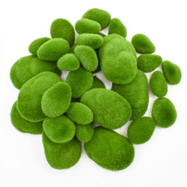 Imagem de Bacucine 30 peças de pedras artificiais de musgo decorativas, 3 tamanhos, bolas de musgo verde falso, decoração para arranjo floral, casamento, decoração de casa, jardim de fadas e artesanato (30)