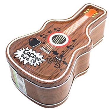 Imagem de Caixa de lata em forma de guitarra PRETYZOOM para biscoitos, doces, recipientes de armazenamento de doces, caixas de lata estilo aleatório (vermelho preto)