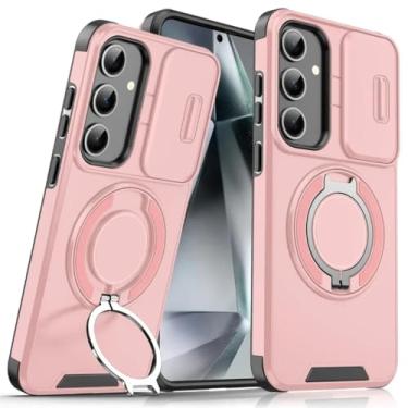 Imagem de Capa de celular com suporte magnético para Samsung A17 A07 A16 A06 A55 A35 A25 A15 A54 A14 A23 A13 5g 4g A03s Capa de proteção para câmera deslizante (para Galaxy A15 4G 5G/rosa)