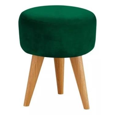 Imagem de Puff Redondo Banqueta Estofada Decorativa Pé Palito (Bege) (VERDE)