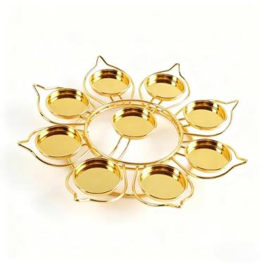 Imagem de KYMY Tigela de Urli Decorativa em Forma de Diya, Material de Metal Artesanal Flores Flutuantes Diwali e Suporte de Vela para Luz de Chá 23 cm, Deepavali Rangoli Festival de Luzes Decorações para Casa