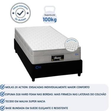 Imagem de Colchão Solteiro de Molas Ensacadas Sankonfort com Base Box Blindada e