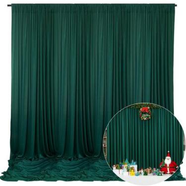 Imagem de Cortina de fundo ZEBMOON verde escuro 1,5 m x 2,1 m para festa