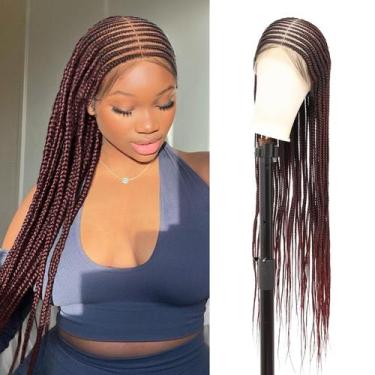 Imagem de Peruca trançada Beauart Brinbea 36 Burgundy Red HD Lace Front