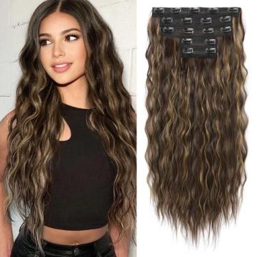 Imagem de Extensões de cabelo REECHO HE002 60 cm de comprimento, ondas soltas, c