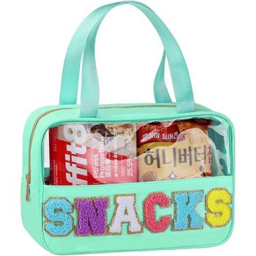 Imagem de Bolsa de lanche TESAFNG Chenille Letter Clear, bolsa de maquiagem impe