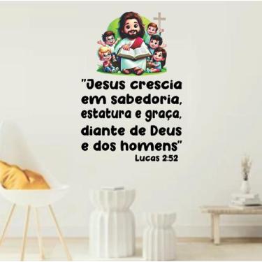 Imagem de Adesivo Parede Infantil Frases Biblicas Lucas 2 Versículos - Colakoala