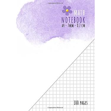 Imagem de 7mm Math Notebook A4: 7 mm (0.7 cm) Notebook, Square Math Exercise Book A4 | 7mm Squared Quad Ruled Grid Paper Notebook for Mathematics (Maths) 100 Pages | Purple Watercolor, Soft Cover