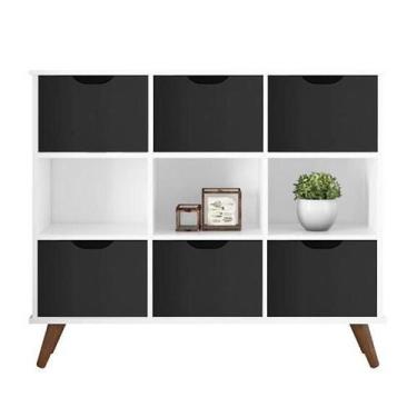 Imagem de Nicho Organizador Retro Branco com 6 Gavetas Pretas - Qmovi