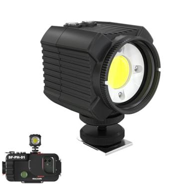 Imagem de Luz de vídeo LED na câmera, luz de mergulho SL-19 compatível com Gopro, à prova d'água, 196 pés/60 m, branco, vermelho, azul, iluminação fotográfica subaquática, CRI95 + regulável 6500 K