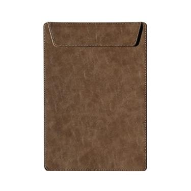 Imagem de Bolsa de documentos de couro para conferências pasta de negócios A4 com inserção de caneta oculta prancheta multifuncional para escritório, suporte de documentos escolares (cor café)