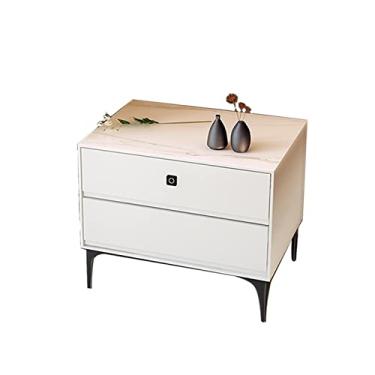 Imagem de Mesa de cabeceira mesa de cabeceira minimalista moderna inteligente bloqueio de impressão digital mesa de cabeceira de ardósia rocha mesa de cabeceira (cor: A, tamanho: 35 x 40 x 50 cm)