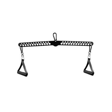 Imagem de Barra pulldown LAT multi-grip para academia em casa, 2 alças extras, acessório de puxar para baixo com rolamentos giratórios e mosquetões para sistema de polia de máquina de cabos, flexão de tríceps