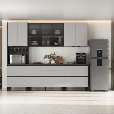 Imagem de Cozinha Completa Itatiaia Lumina 270cm Em Madeira Mdf Grafite/fendi