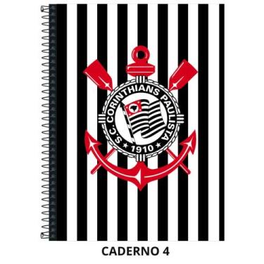 Imagem de Caderno corinthians capa dura - 1 matéria - 80 folhas - grande - Janda