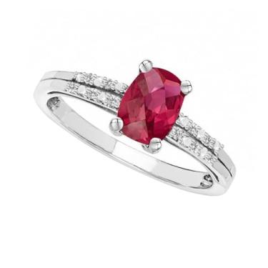 Imagem de Tirafina Pedras preciosas naturais cortadas em almofada com anel de topázio branco, estilo também disponível em pedras preciosas criadas em laboratório e safiras brancas criadas em laboratório,