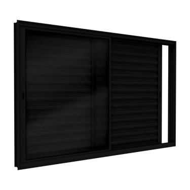 Imagem de Janela Veneziana de Aluminio de Correr Lateral 100x150cm Lucasa Ideale Preto