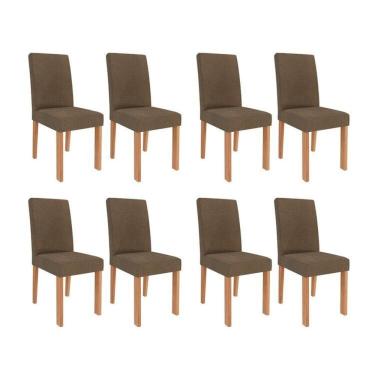 Imagem de Kit 8 Cadeiras para Sala de Jantar Estofadas maia Cinamomo/Mascavo