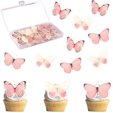 Imagem de Rsstarxi 60 Pack Wafer Paper Butterflies Cupcake Toppers, Edible Butterfly Cake Decorations Butterfly Birthday Food Decorations for Baby Shower Wedding Birthday Anniversary Party Decorations