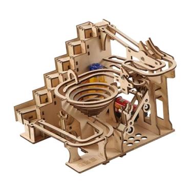 Imagem de Esquirla Quebra-cabeça de madeira 3D faça você mesmo, modelo de corrida de mármore, kit de construção de engrenagem mecânica para decoração de quarto, presente