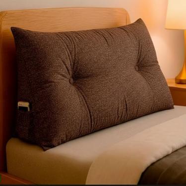 Imagem de Almofada de Cabeceira Encosto Apoio para Lombar com Bolso Lateral 90x50x20 - BF Colchões