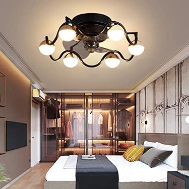 Imagem de Ventiladores, Ventilador de 72W com Ceililight DC Reversível 3 Cores Controle Remoto Silencioso Interior Liviroom Ventilador Teililights com Quarto Sala de Jantar Ventilador com Ceililight/Preto/50 cm