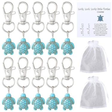 Imagem de SUNNYCLUE 1 caixa com 30 conjuntos de chaveiro tartaruga oceano grande chaveiro tartaruga turquesa cor boa sorte tema verão tartarugas chaveiro com sacos de presente e etiquetas para lembrancinhas de