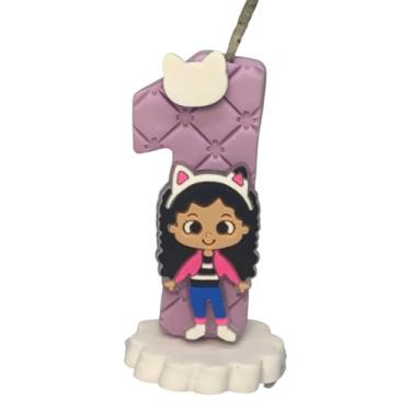 Imagem de Vela de Aniversário Gaby em Biscuit com Aplique (1 ano)