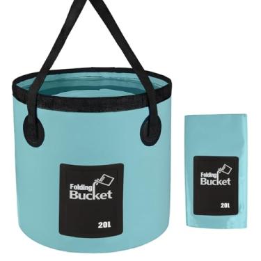 Imagem de Balde dobrável de 20L com alça, balde de lavagem de carro, recipiente dobrável de armazenamento de água para acampamento, pesca, praia, jardinagem