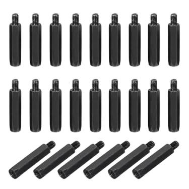 Imagem de PATIKIL 24 peças M4 x 25 mm + 6 mm macho fêmea hexagonal, espaçador de placa-mãe PCB de aço carbono para gabinetes de computador, placas de circuito, drone FPV, quadricóptero, preto