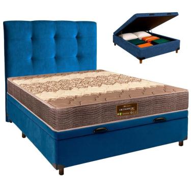 Imagem de Cama Box Bau + Colchão Casal D26 Ortophedic Sankonfort + Cabeceira Estofada