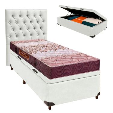 Imagem de Cama Box Bau + Colchão Solteiro D26 Ortophedic Sankonfort + Cabeceira Estofada