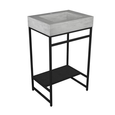 Imagem de Gabinete Banheiro Ferro Iron Black 60x45cm Cuba Rennes Concreto