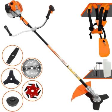 Imagem de Roçadeira Profissional Vulcan VR520H À Gasolina Motor 2 Tempos 52cc 2,5HP 10.000rpm Multifuncional Completa Com Carretel de Nylon e 4 Lâminas de Corte