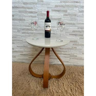 Imagem de Mesa de canto laqueada e com vidro pés cebola - ll móveis - off white 